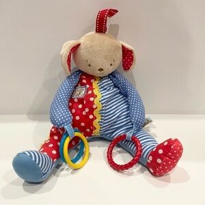 Bunnies By the Bay Rabbit Dog Plush Lovey Sensory Baby Toy Blue Red Stripes
